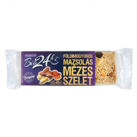 Biopont Bio24 bio mézes szelet - földimogyoró-mazsola 40g