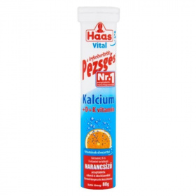 Haas kalcium +D +K vitamin (narancs ízű) pezsgőtabletta 20db