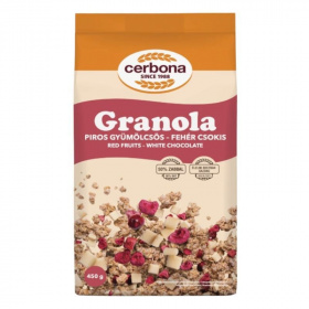 Cerbona granola piros gyümölcsös-fehércsoki 450g